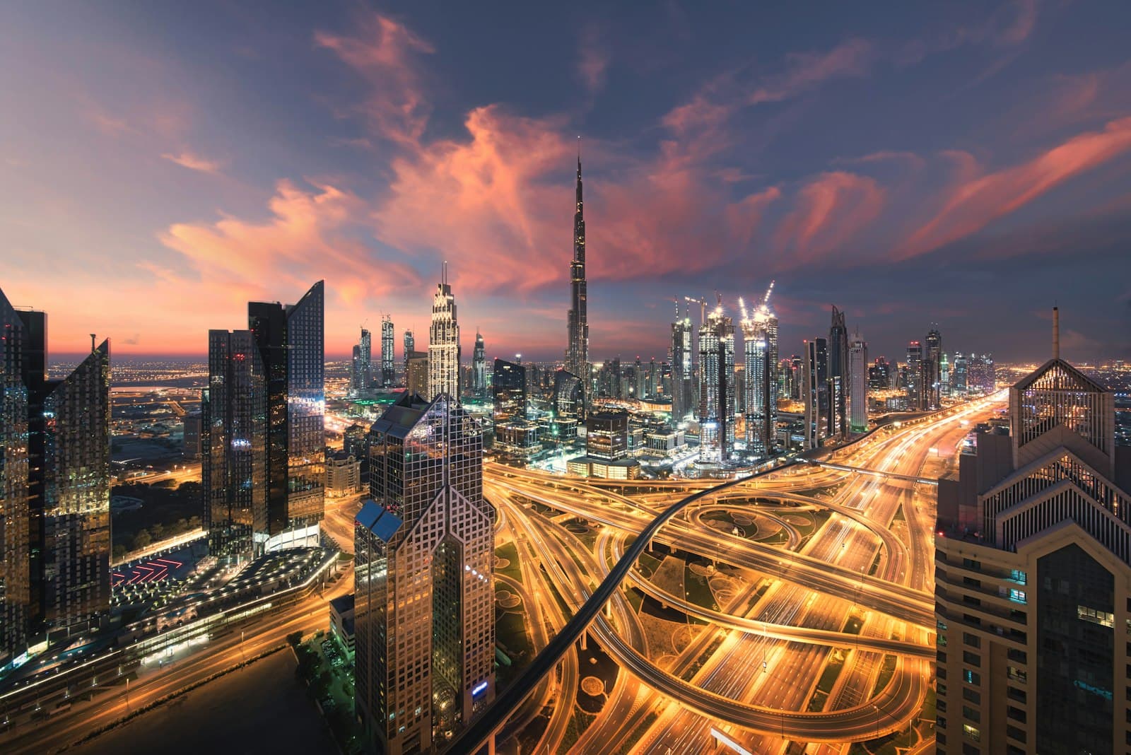 Dubai skyline at night