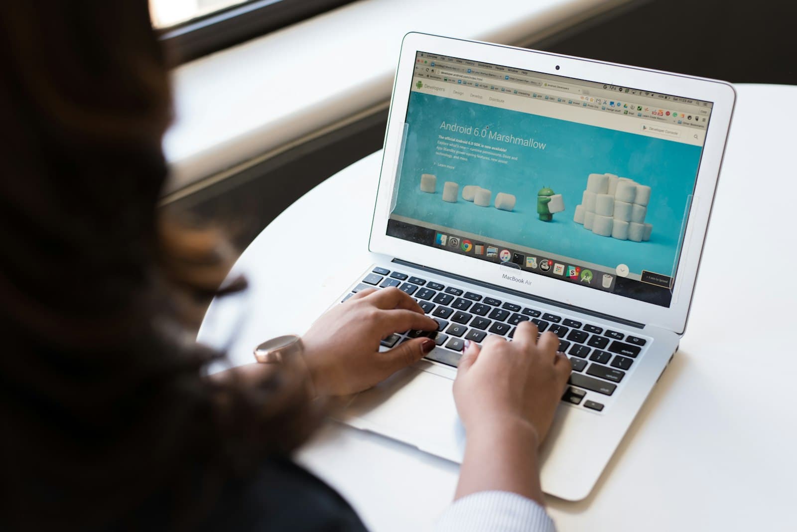 Person working on a website on a laptop
