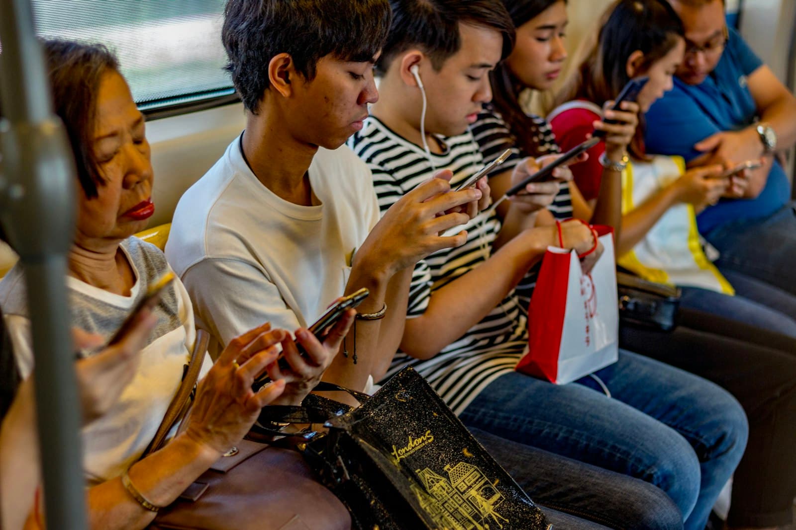 Young people using smartphones