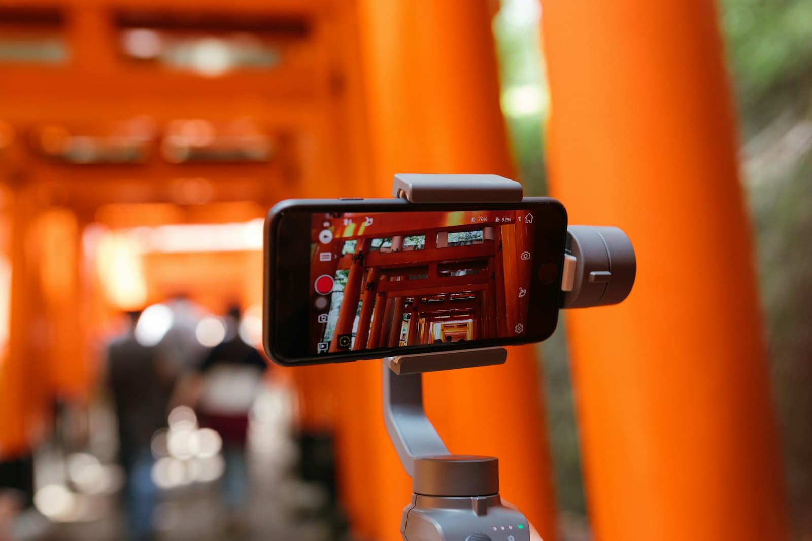Smartphone on a gimbal filming vertical video